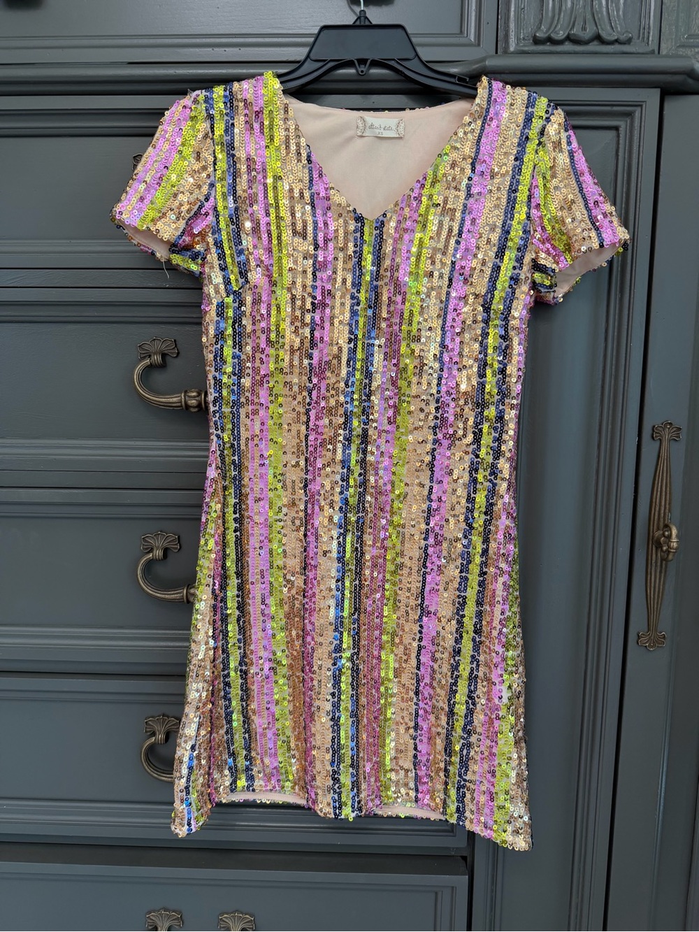 Altar'd State Multicolor Sequin Stripe Mini Dress